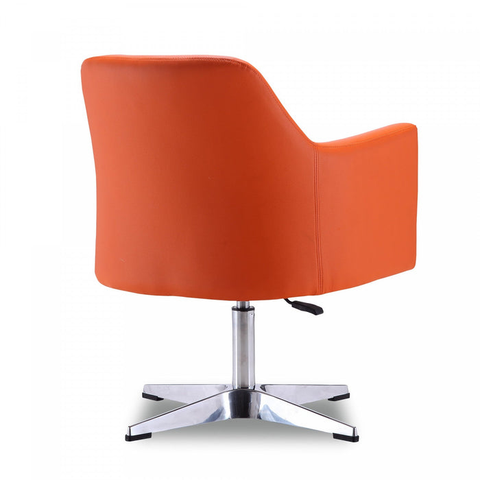 Pelo Modern Vegan Leather Swivel Lounge Chair in Orange - Set of 2 Accent Chair 