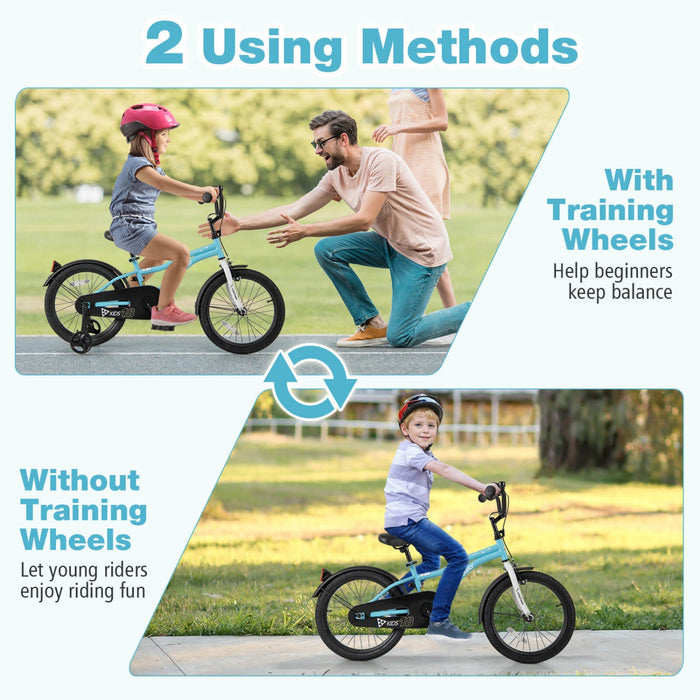 Costway 18" Kids Bike For 4-8 Years Old Boys & Girls With Adjustable Seat Handbrake Reflectors Blue