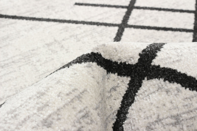 Damali Ivory/Black Machine Washable Area Rug - 2'6\" x 8'0\"