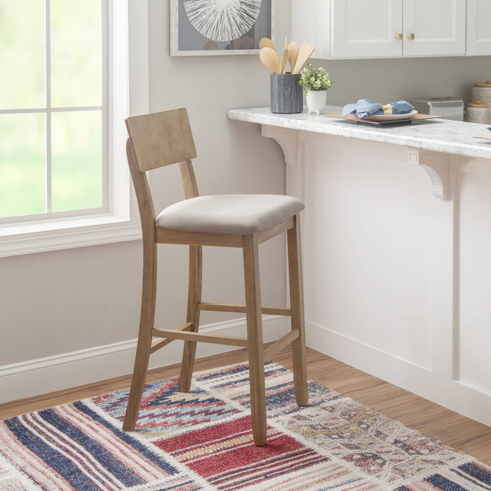 Jorissen Linen-Look Fabric Barstool - Grey