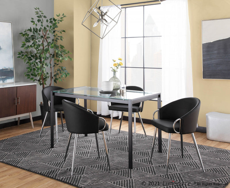 LumiSource Claire Faux Leather Contemporary Glam Dining Chair - Silver/Black
