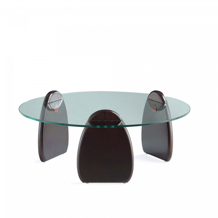 Artesia Modern Glam 2-Piece Coffee Table & End Table Set in Walnut 