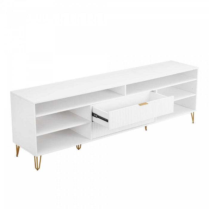 Dumbo Modern 85\" Fluted TV Stand in White 