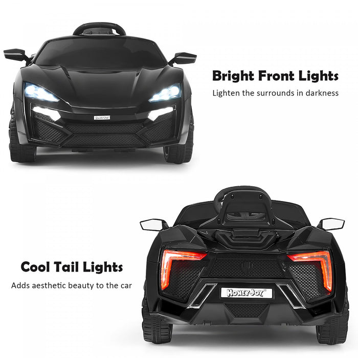 Costway 12v Kids Ride On Car 2.4g Rc Electric Vehicle W/ Lights Mp3 Openable Doors Black