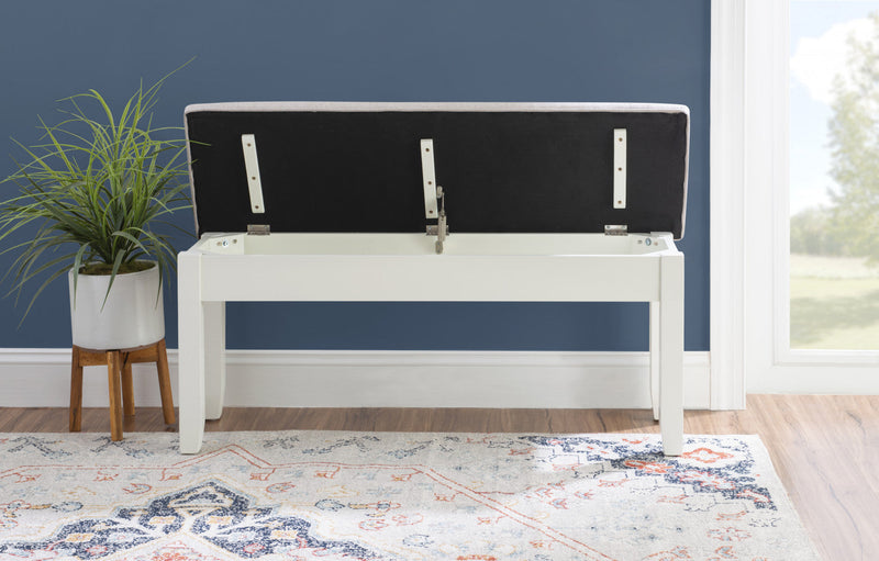 Jane Fabric Storage Dining Bench - Grey