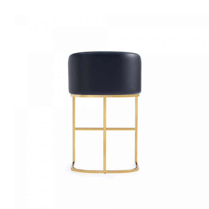 Louvre Mid-Century Modern Metal Upholstered Counter Stool in Black - Set of 3 Bar Stool 