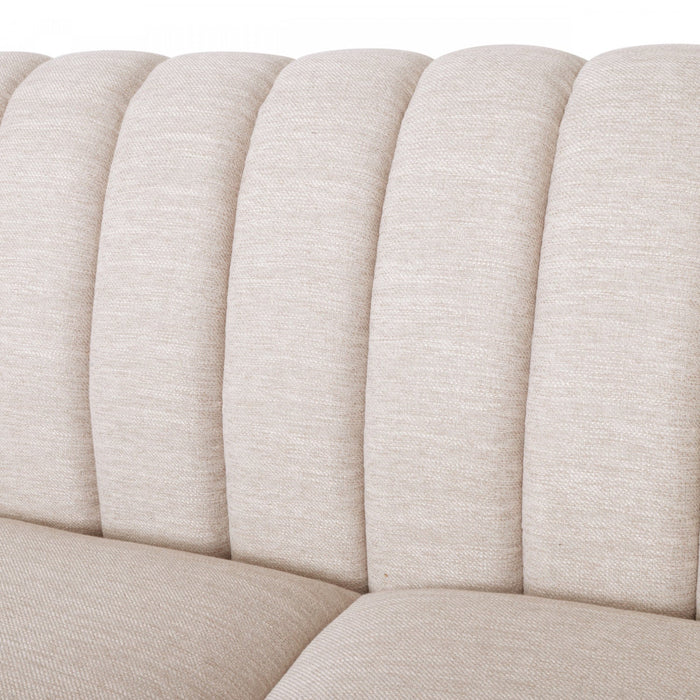 Taylor 84.5\" Linen-look Fabric Condo Size Sofa With Wood Legs - Beige White 