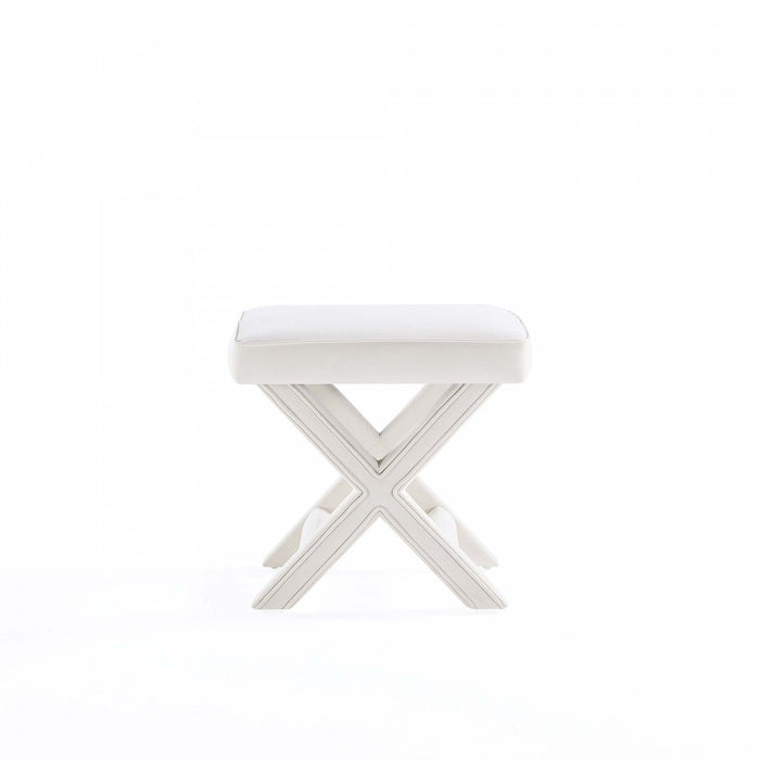 Abigail Mid-Century Modern Upholstered Velvet Accent Bench in Cream 