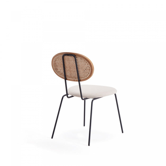 Jardin Industry Chic Cane Back Upholstered Dining Chair in Oatmeal and Natural - Set of 4 