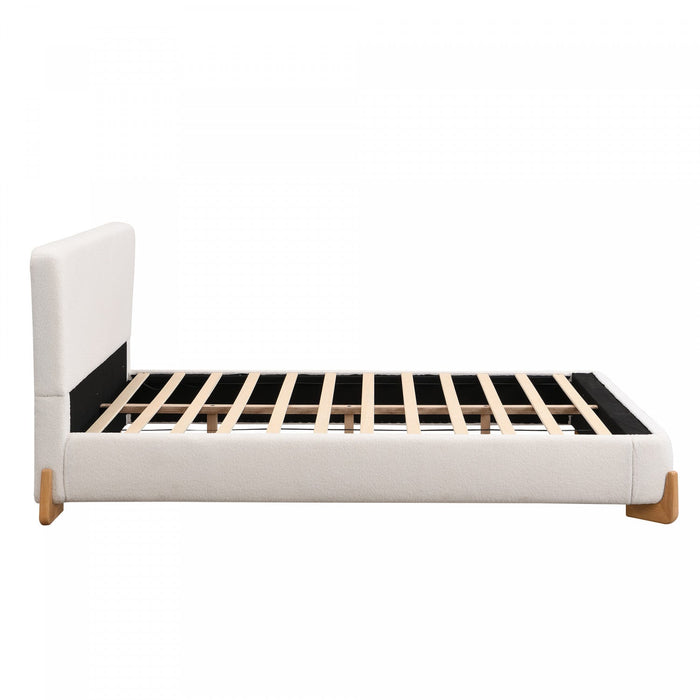 Olivia Elegant Comfortable Upholstered Bed,Queen Size,White Queen Bed  