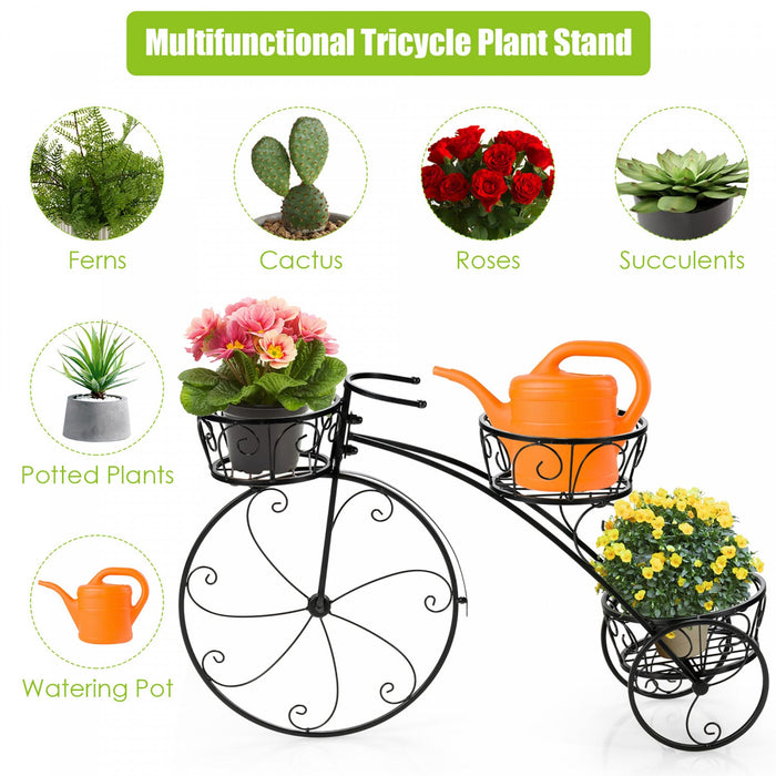 Costway Tricycle Plant Stand Flower Pot Cart Holder Parisian Style Displaying