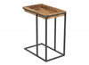 C-Shaped End Table With Sunkey Tray - Brown Reclaimed Wood With Black Metal 