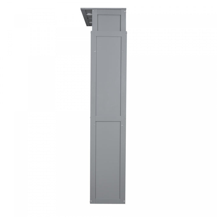 Glenn Engineered Wood Murphy Bed With Shelves And Led Lighting, Queen Size - Grey 