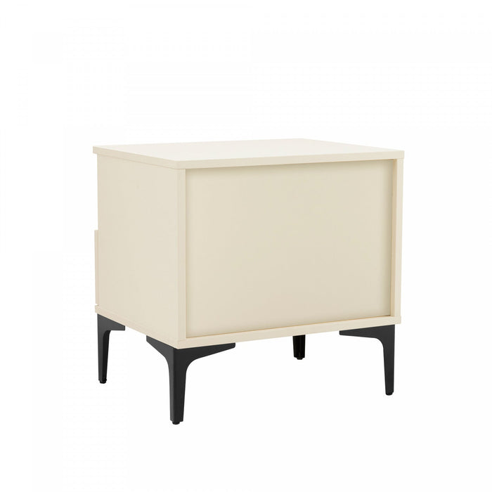 Amara Modern 20\" Nightstand in Cream and Light Oak (1-Drawer) - Set of 2 