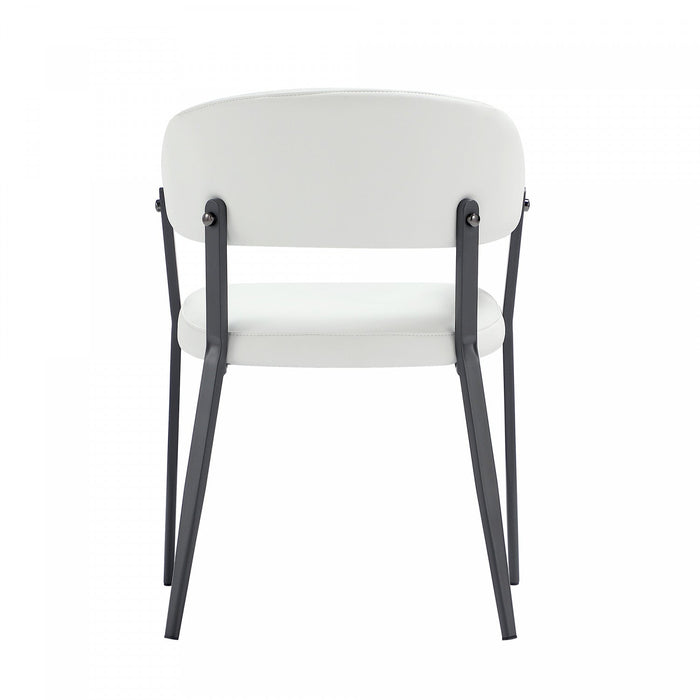 Belle Modern Metal Upholstered Dining Chair in White 