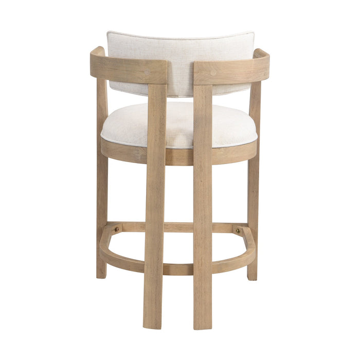 Tiffany 26\" Counter-height Stool Set Of 2 With Solid Wood Frame, Linen Look Fabric - Natural 