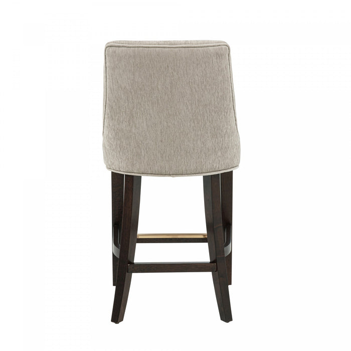Beever Modern Wood Chenille Counter Stool in Taupe 