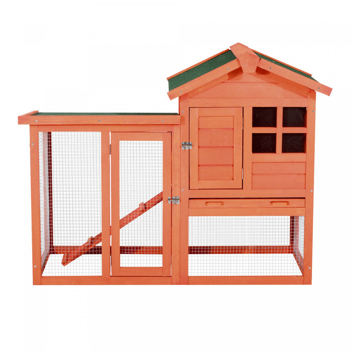 Pawhut 48” X 24\" X 36\" Deluxe Waterproof Rabbit Hutch Wooden Bunny Cage Small Animal House With Ladd
