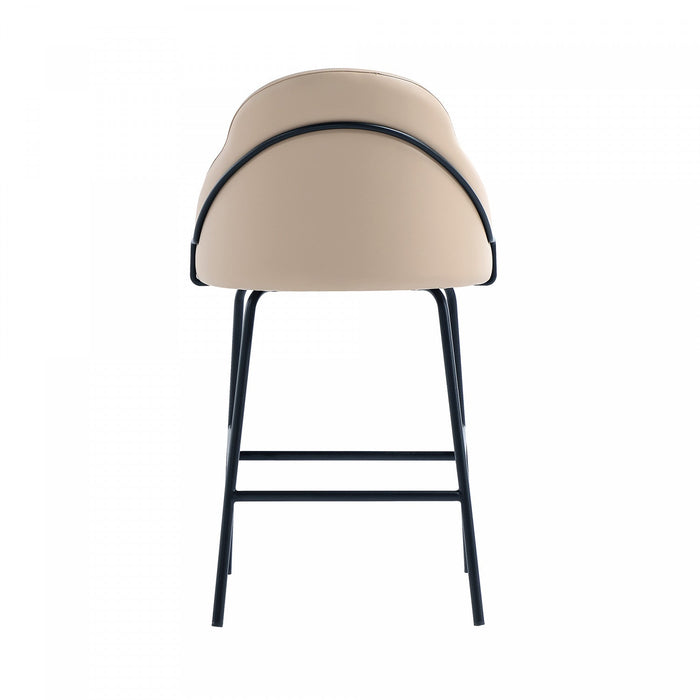 Gracie Modern Metal Upholstered Counter Stool in Tan and Black Bar Stool 