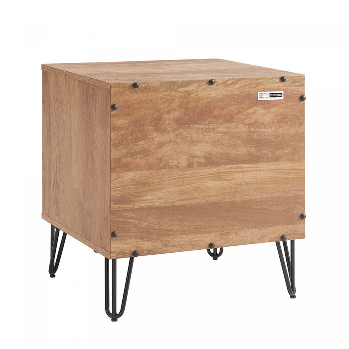 Dumbo Modern 20\" Fluted Nightstand in Golden Brown (1-Drawer) - Set of 2 