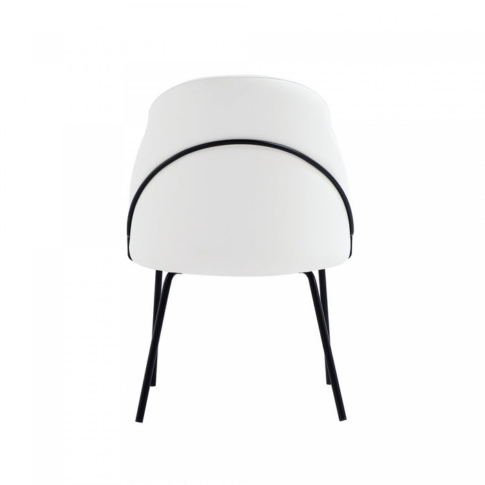 Gracie Modern Metal Vegan Leather Dining Chair in White and Black 