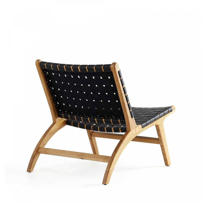Maintenon Industry Chic Wood Vegan Leather Accent Chair in Black and Natural - Set of 2 