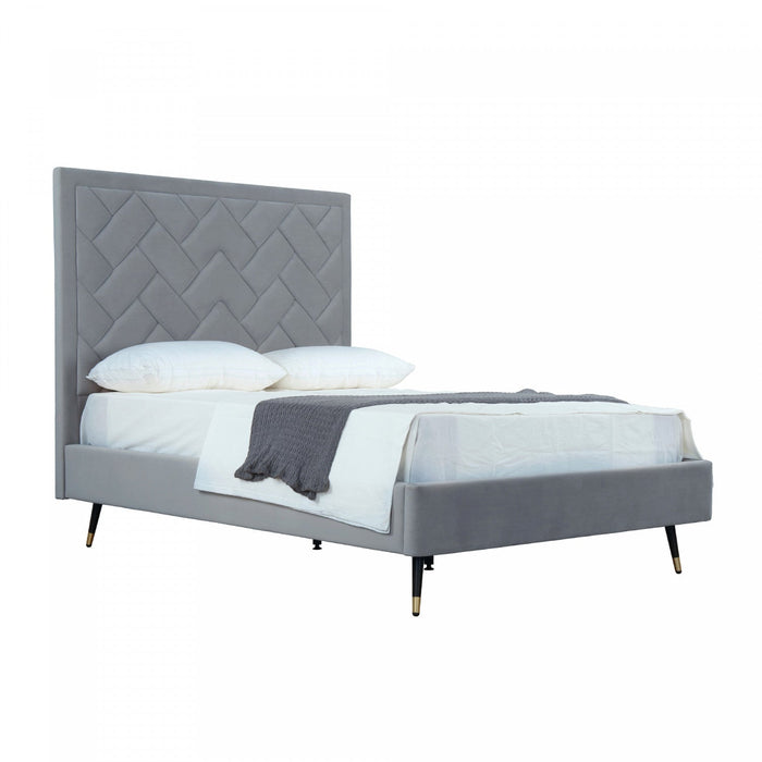 Crosby Modern Upholstered Velvet Full Bed in Gray 