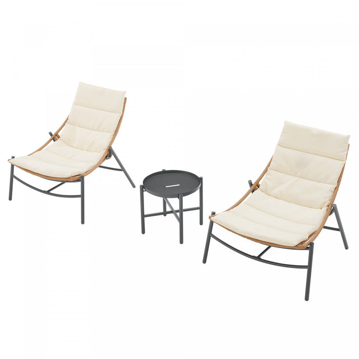 Sunset Modern 3-Piece Conversation Set in Cream 