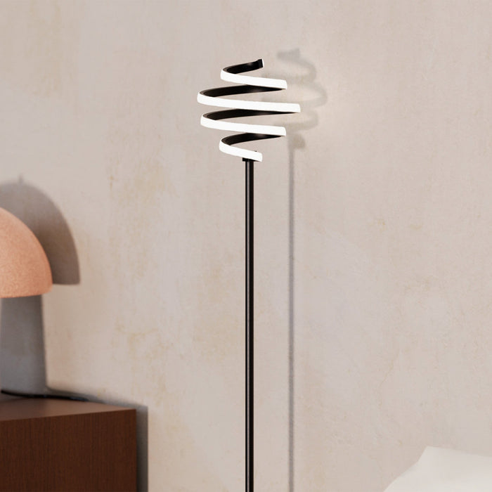 59\" Matte Black Spiral LED Floor Lamp 