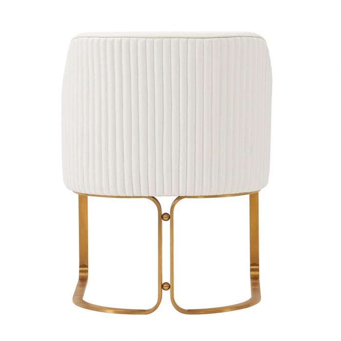Raya Modern Wood Vegan Leather Dining Chair in Ivory - Set of 2 
