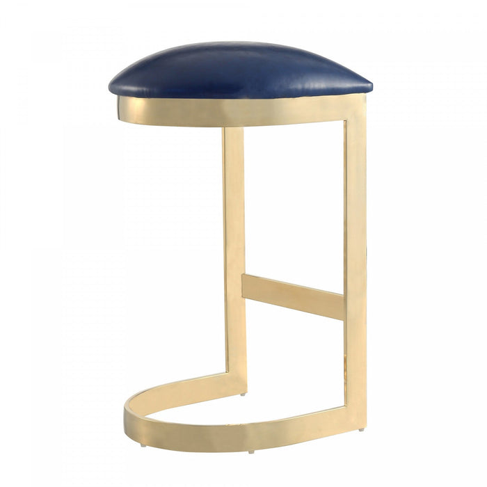 Aura Modern Metal Upholstered Barstool in Blue - Set of 3 Bar Stool 