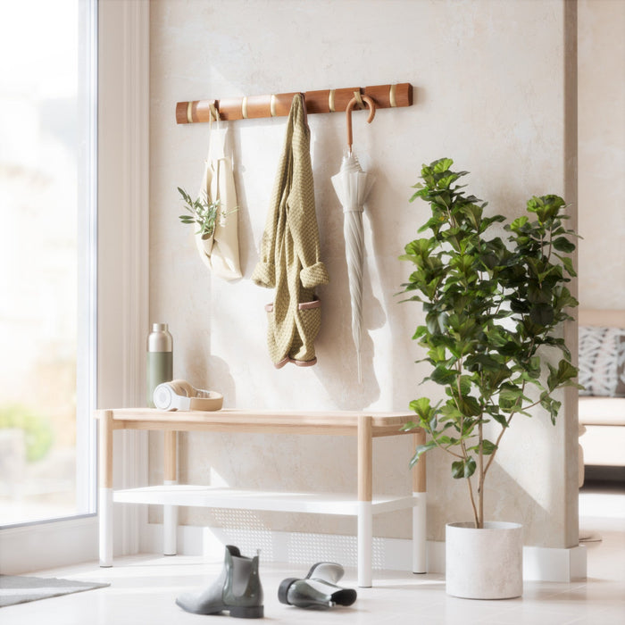 Umbra Flip Wall-Mounted Hooks - Light Walnut and Gold