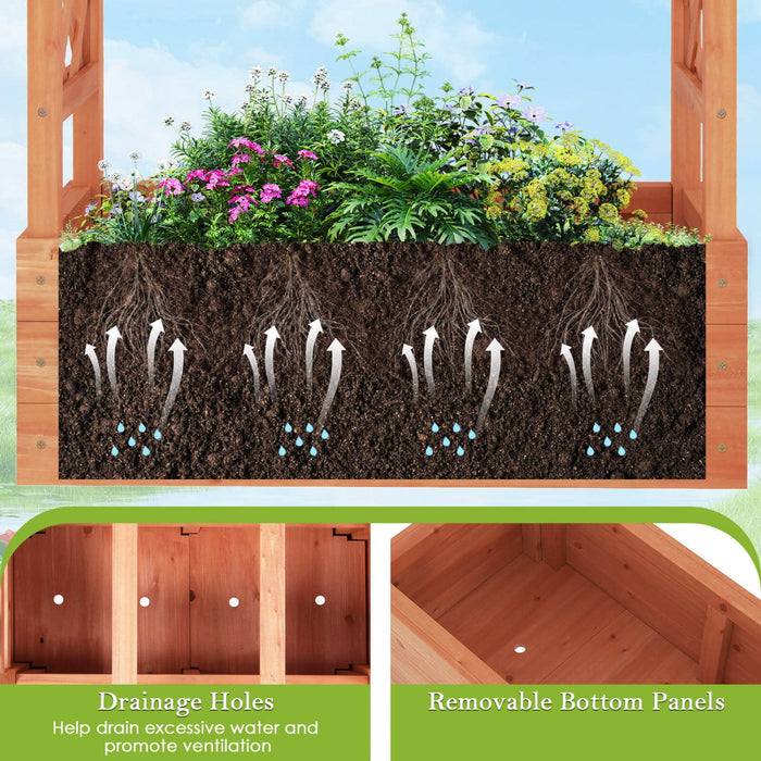 Costway 2 Pcs Raised Garden Bed With Trellis & Hanging Roof Drainage Elevated Planter Box