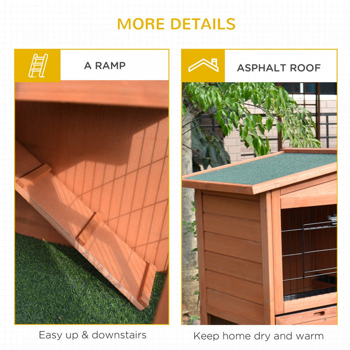 Pawhut 2 Tier Rabbit Hutch Guinea Pig Hutch Ferret Cage With Ramp Slide Out Tray For Indoor Outdoor 