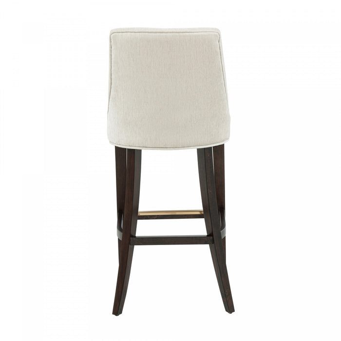 Beever Modern Wood Upholstered Chenille Barstool in Cream 