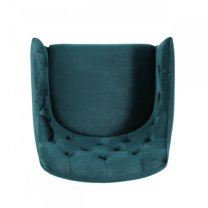 Jasmine Ergonomic Velvet Upholstery Club Chair - Teal 