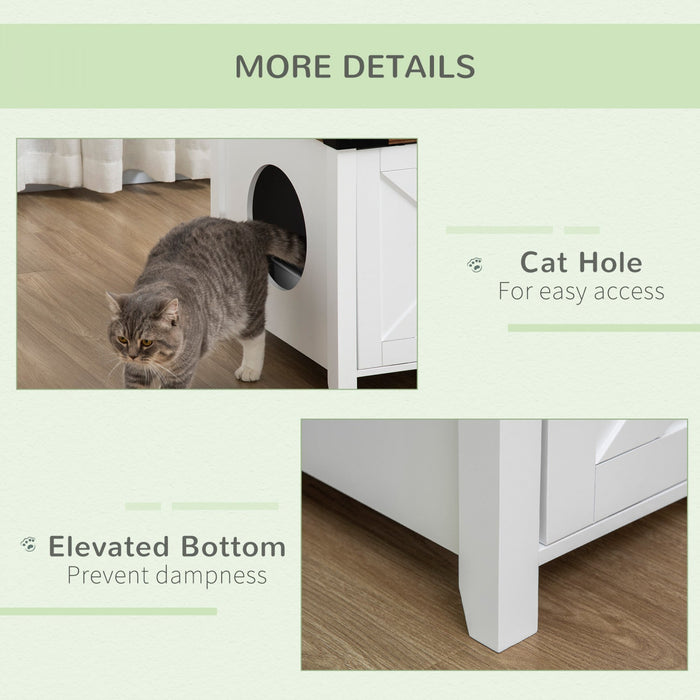 Pawhut Cat Litter Box Enclosure With Sliding Door, Cat Washroom Storage Bench With Cat Hole, Indoor 