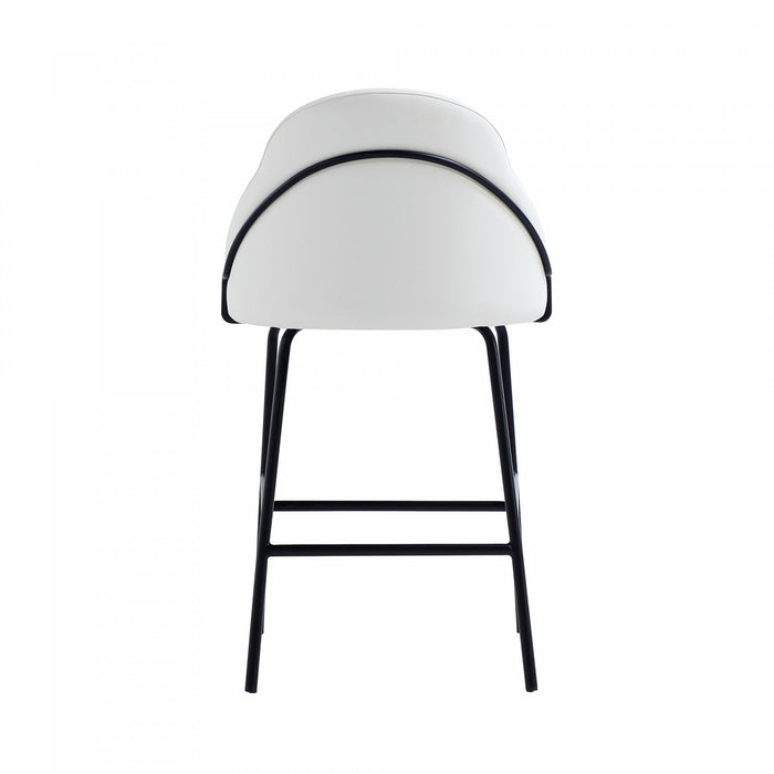 Gracie Modern Metal Upholstered Counter Stool in White and Black Bar Stool 