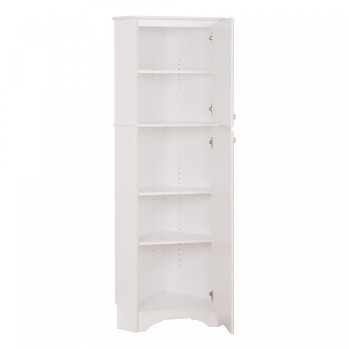 Elite Tall 2-Door Corner Storage Cabinet - White