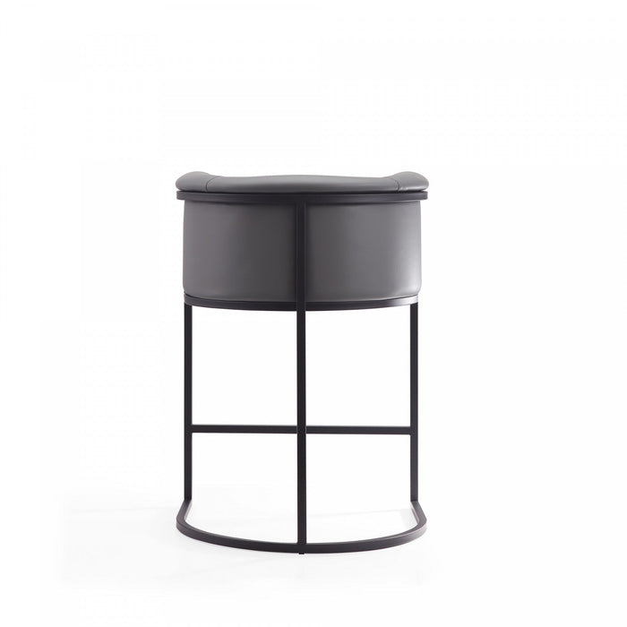 Cosmopolitan Mid-Century Modern Metal Upholstered Counter Stool in Gray - Set of 3 Bar Stool 