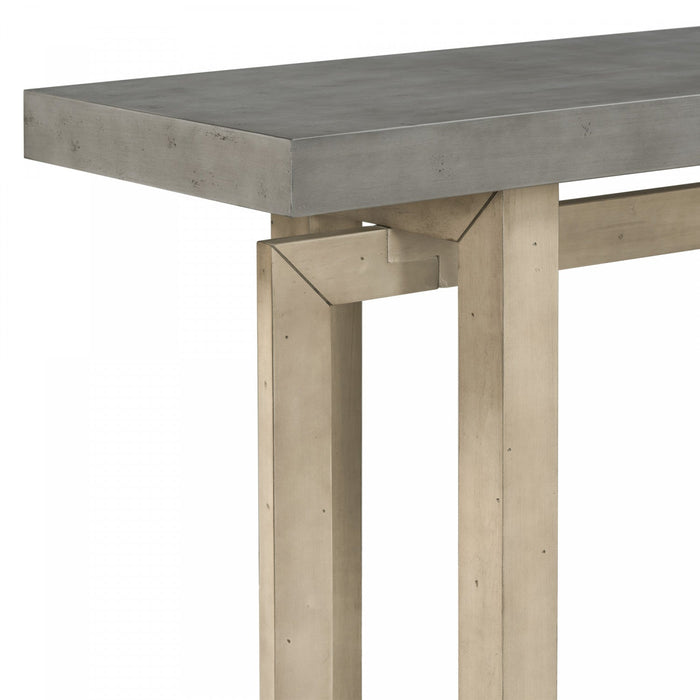 Ethan 59.1'' Triple Rectangle Design Painted Entryway Table with Pine Wood Legs,Grey Sofa Table  