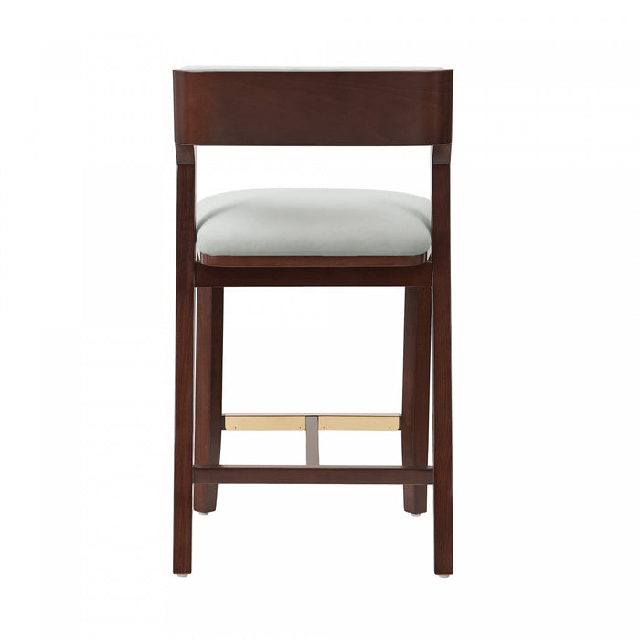 Patricia Modern Wood Upholstered Counter Stool in White Glacier Bar Stool 