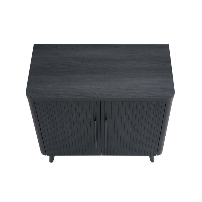 Jodie Mid-Century Modern 31\" Fluted Accent Cabinet in Charcoal Gray 