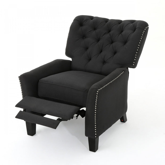 Lily Linen-look Fabric Push Back Recliner Chair With Rivet Accents,antique Dark Grey Accent Chair 