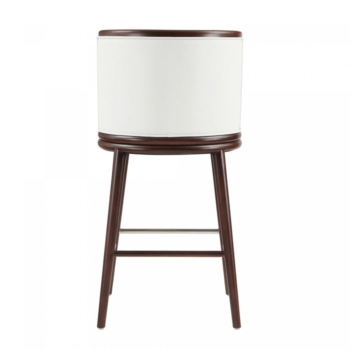 Evalyn Modern Wood Upholstered Barstool in White 