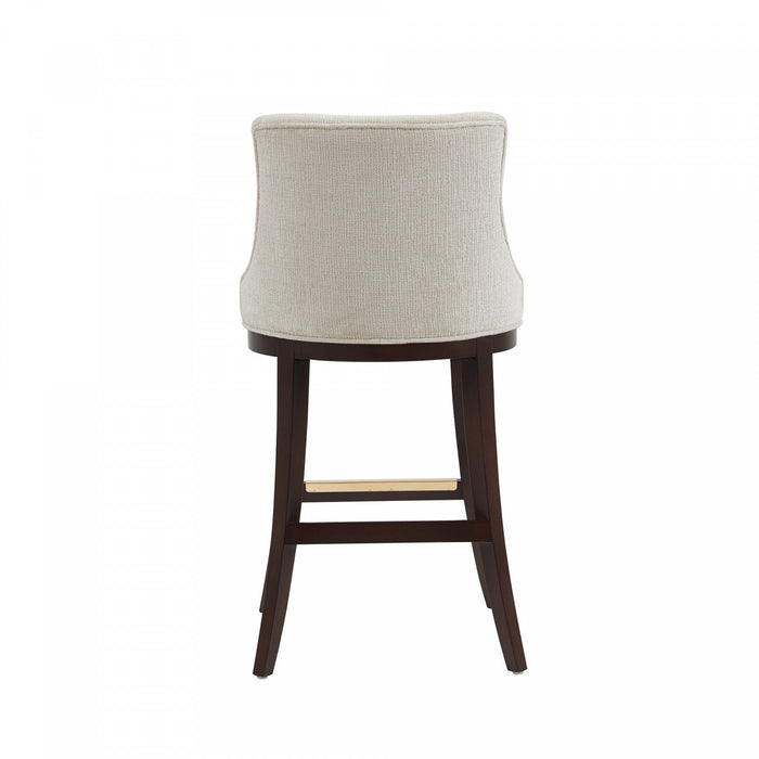 Lucia Modern Wood Upholstered Chenille Barstool in Natural Bar Stool 