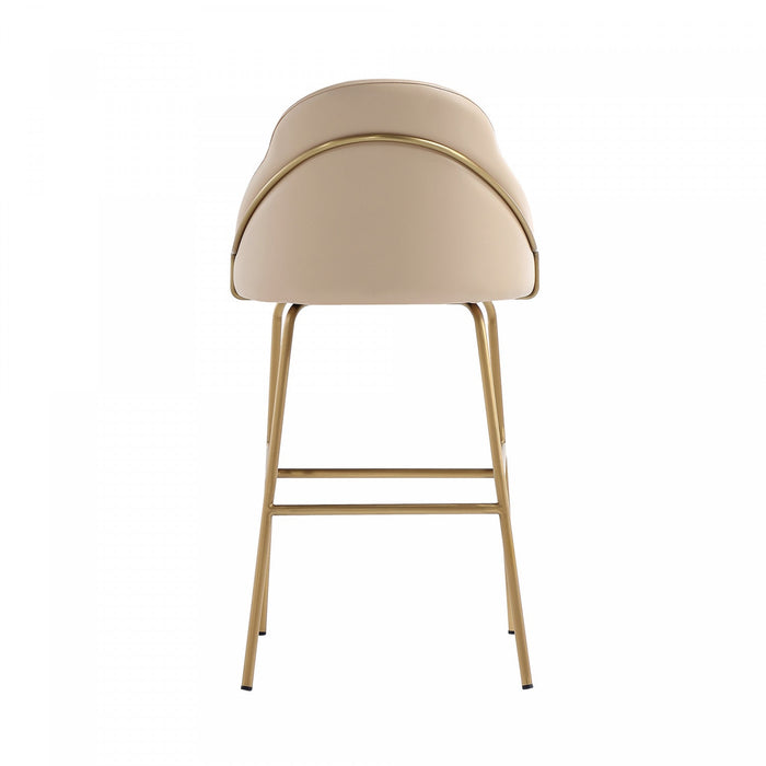 Gracie Modern Metal Upholstered Barstool in Tan and Gold Armoire 