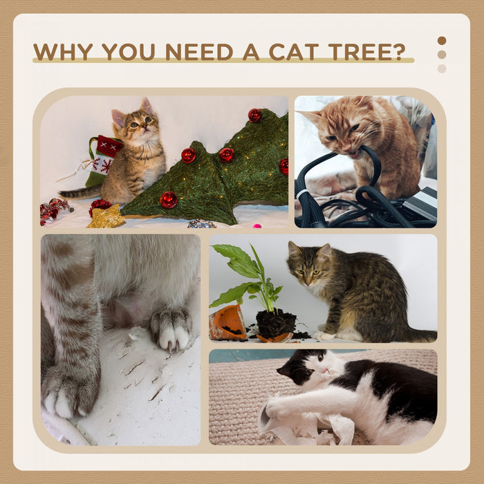 Pawhut Cat Tree, Multi-level Cat Tower With Perch, Scratching Post, Cat Condo, Hammock, Hanging Toy 