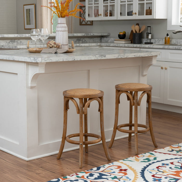 Rae Backless Rattan Counter-Height Stool - Natural