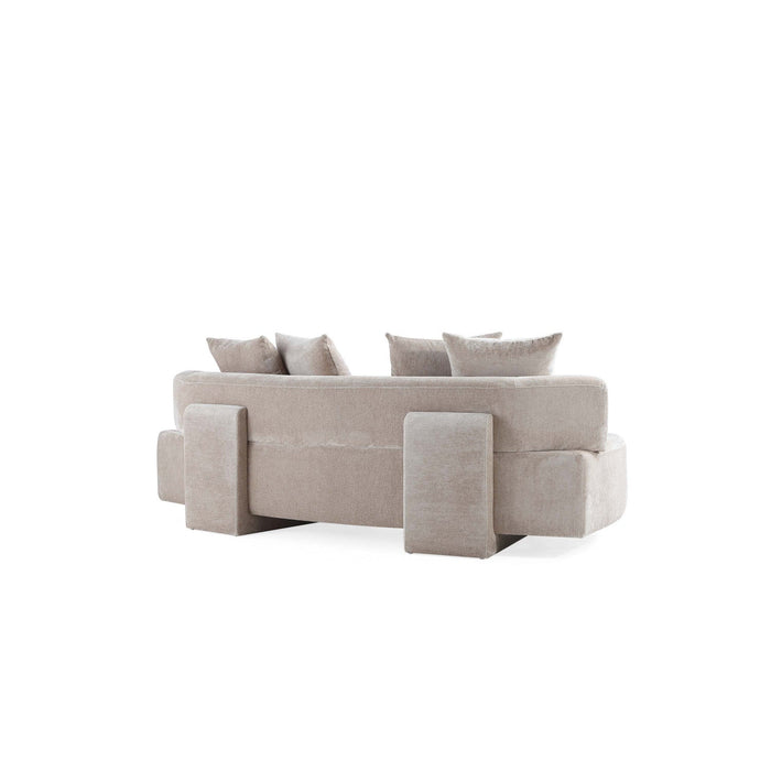 Verandah Mid-Century Modern 91\" Chenille Sofa in Beige 